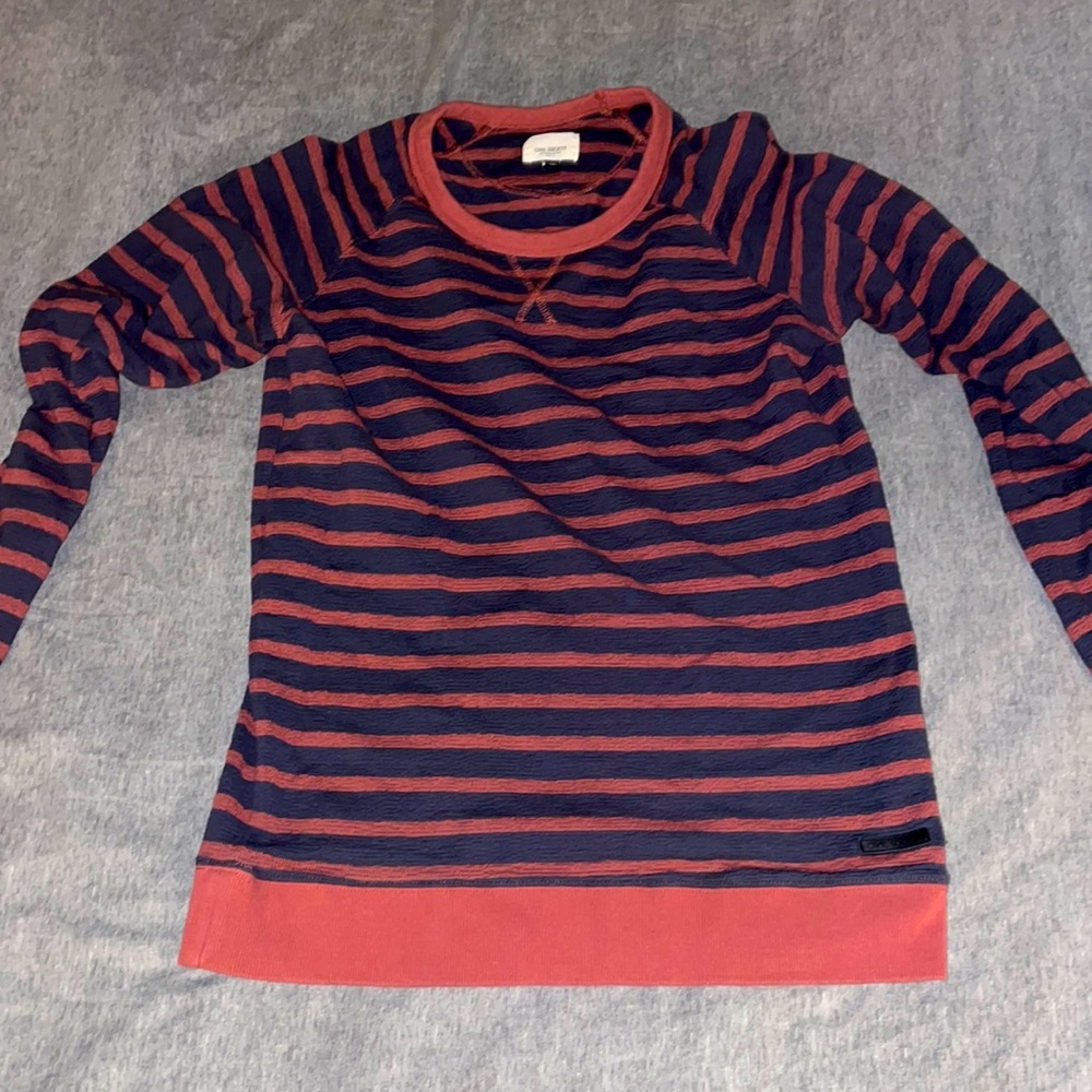 Civil Society Porter coral and gray striped sweater size medium